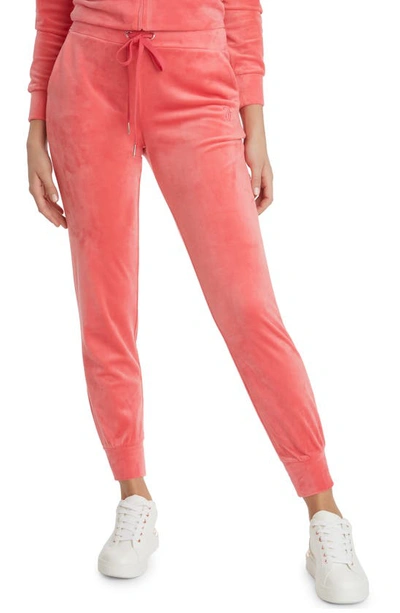 Shop Juicy Couture Drawstring Velour Joggers In Bombshell Pink