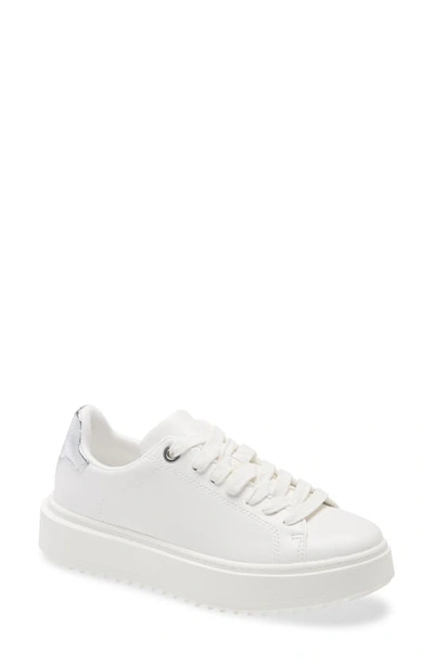 Shop Steve Madden Charlie Platform Sneaker In White/ Silver