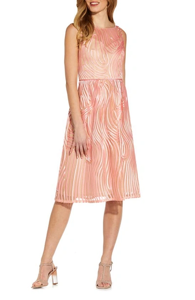 Shop Adrianna Papell Ribbon Embroidery Sleeveless Fit & Flare Cocktail Dress In Blush/ Nude