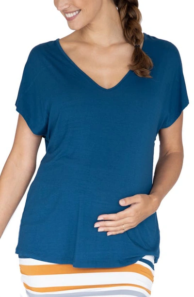 Shop Angel Maternity Oversize Maternity T-shirt In Teal