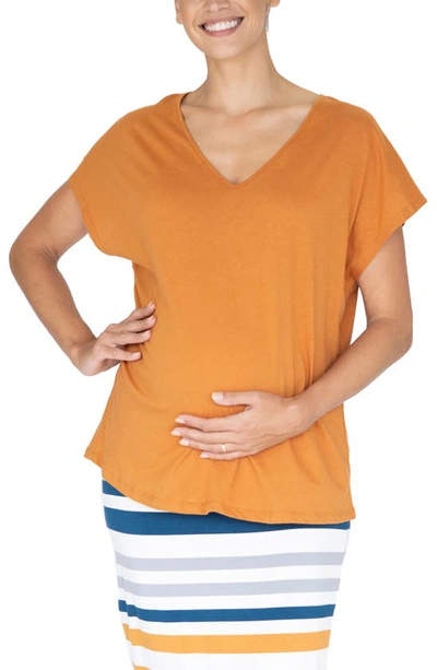 Shop Angel Maternity Oversize Maternity T-shirt In Brown