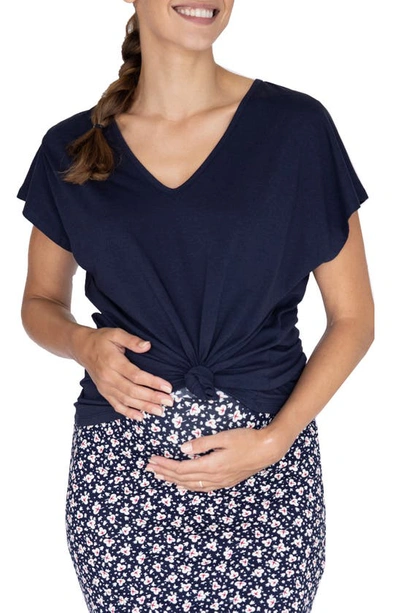 Shop Angel Maternity Oversize Maternity T-shirt In Navy