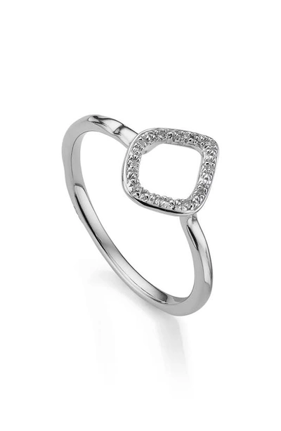 Shop Monica Vinader Riva Mini Kite Diamond Stacking Ring In Silver