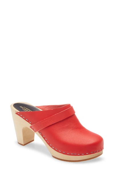 Shop Swedish Hasbeens Classic Clog In Red Leather