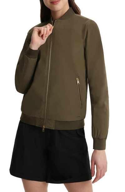 Shop Woolrich Water Repellent Bomber Jacket In Army Olive