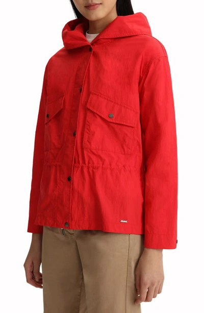 Shop Woolrich Woorich Tickseed Water Repellent Jacket In Marine Scarlet
