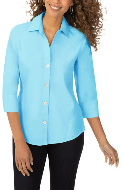 Shop Foxcroft Paityn Non-iron Cotton Shirt In Tropic Blue