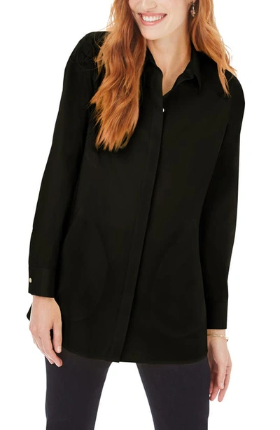 Shop Foxcroft Cici Non-iron Stretch Tunic Shirt In Black