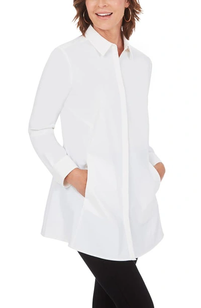 Foxcroft Cici Non-iron Stretch Tunic Shirt In White