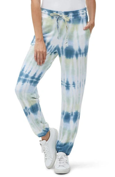 Shop Michael Stars Ray Tie Dye Stripe Relaxed Cotton Blend Joggers In Sky Combo