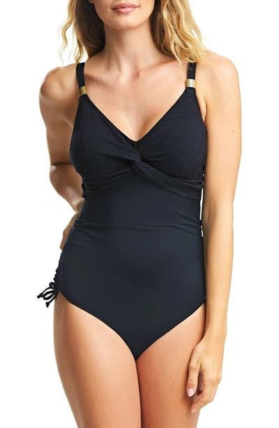 Shop Fantasie Ottawa Underwire Twist Front One-piece Swimsuit In Black
