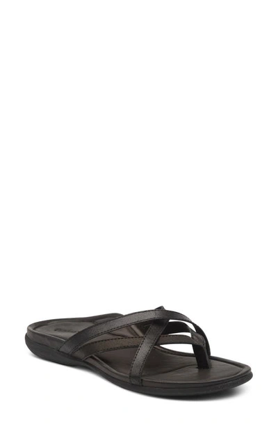 Shop Aetrex Kala Slide Sandal In Black Leather