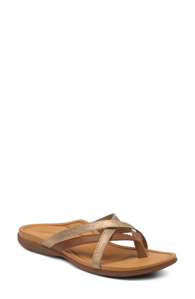 Shop Aetrex Kala Slide Sandal In Brown Leather