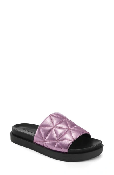 Shop Aerosoles Leila Slide Sandal In Pink Metallic Leather
