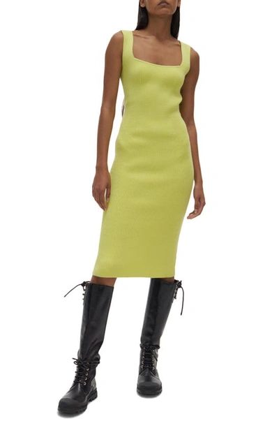 Shop Helmut Lang Contour Ribbed Body-con Tank Dress In Electric Yellow