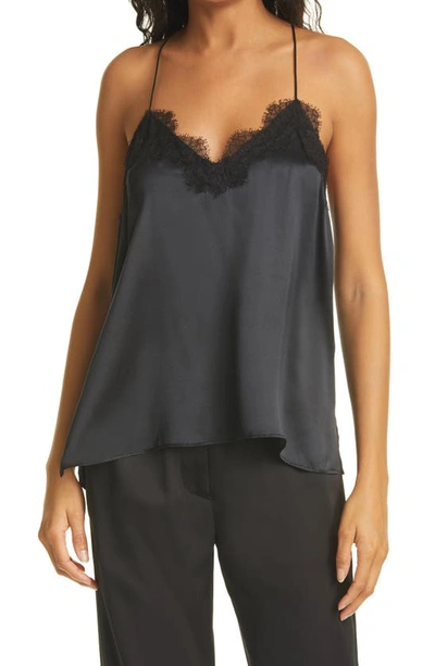 Shop Cami Nyc The Racer Lace Trim Silk Camisole In Black