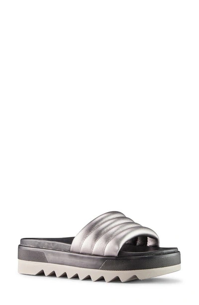 Shop Cougar Prato Slide Sandal In Metallic Silver Leather