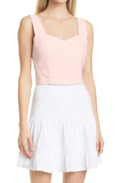 Shop Nicole Miller Solid Linen Crop Tank In Blush