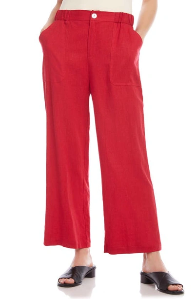 Shop Karen Kane Crop Wide Leg Pants In Red