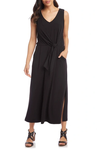 Shop Karen Kane Sleeveless Tie Front Midi Dress In Black