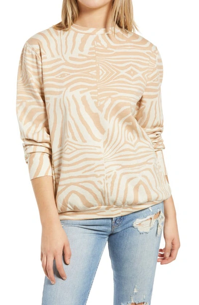 Shop Afrm Diana Tie Dye Sweatshirt In Nude Placement Zebra