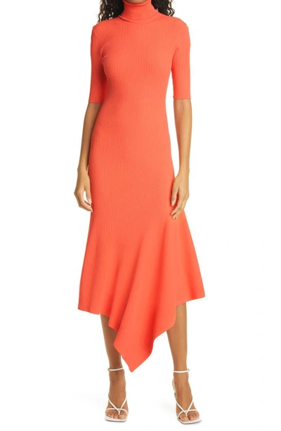 Shop A.l.c Erynna Mock Neck Sweater Midi Dress In Persimmon