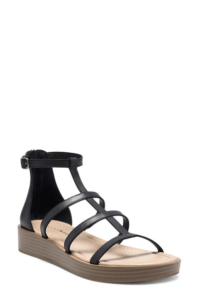 Shop Lucky Brand Ellian Strappy Sandal In Black Leather