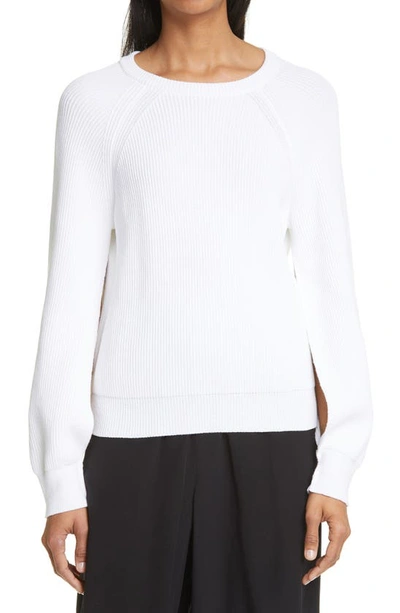 Shop Max Mara Mattia Rib Split Raglan Sleeve Sweater In Optical White