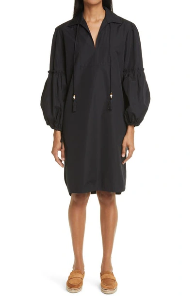 Shop Max Mara Long Sleeve Shift Dress In Black