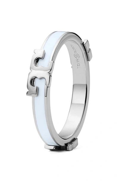 Shop Tory Burch Kira Stackable Enamel Ring In Tory Silver