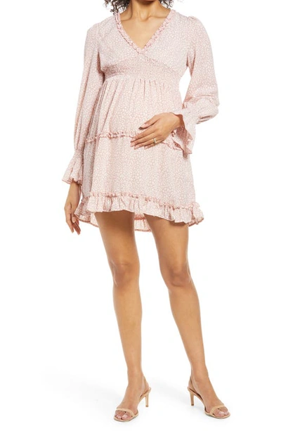 Shop Savi Mom Venice Long Sleeve Maternity Dress In Pink