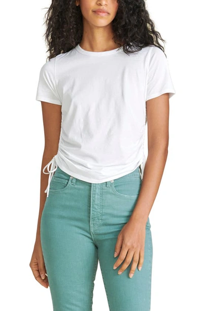 Shop Veronica Beard Tazi Ruched Side Cotton T-shirt In White
