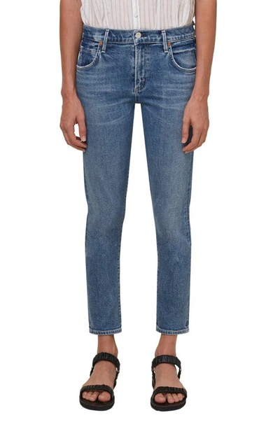 Shop Citizens Of Humanity Elsa Mid Rise Crop Straight Leg Jeans In Starry Night