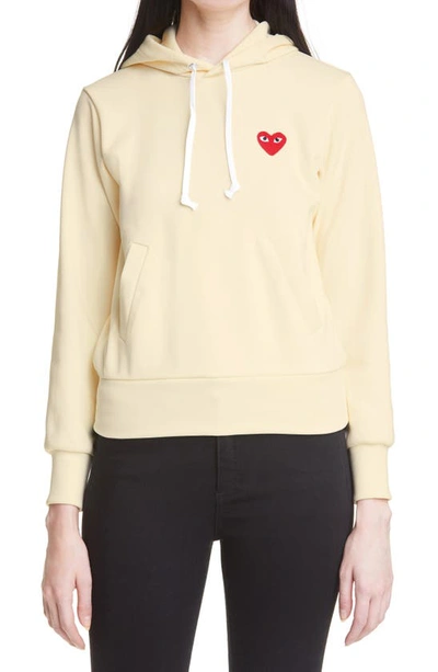 Shop Comme Des Garçons Heart Graphic Hoodie In Ivory