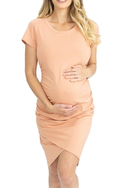 Shop Angel Maternity Summer Maternity Body-con Dress In Peach