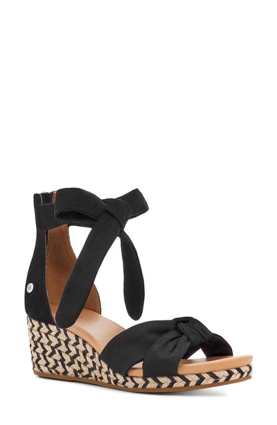 Shop Ugg Yarrow Espadrille Wedge Sandal In Black Canvas