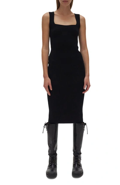 Shop Helmut Lang Contour Ribbed Body-con Tank Dress In Black