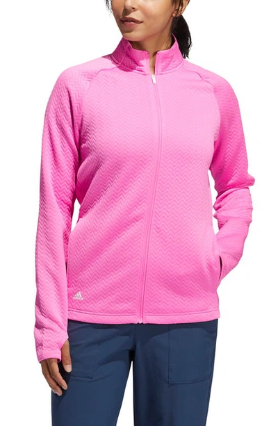 Shop Adidas Golf Texture Layer Jacket In Screaming Pink