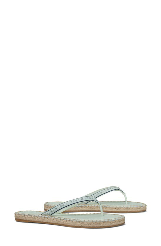 Tory Burch Tory Logo Thong Espadrille Sandals In Meadow Mist/ Perfect ...