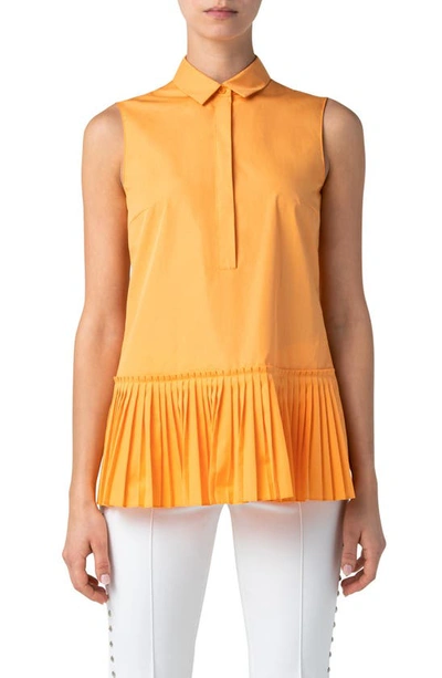 Shop Akris Punto Pleated Sleeveless Shirt In Sunshine Pop