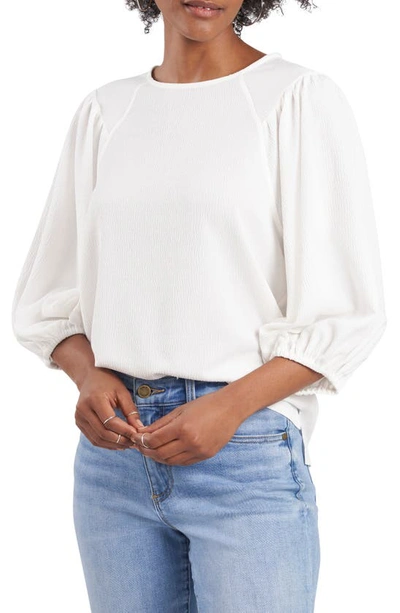 Shop Vince Camuto Crinkled Puff Three-quarter Sleeve Top In New Ivory