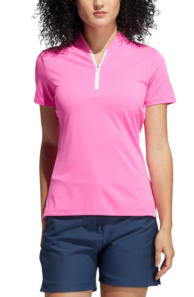 Shop Adidas Golf Primegreen Heat. Rdy Short Sleeve Polo In Screaming Pink