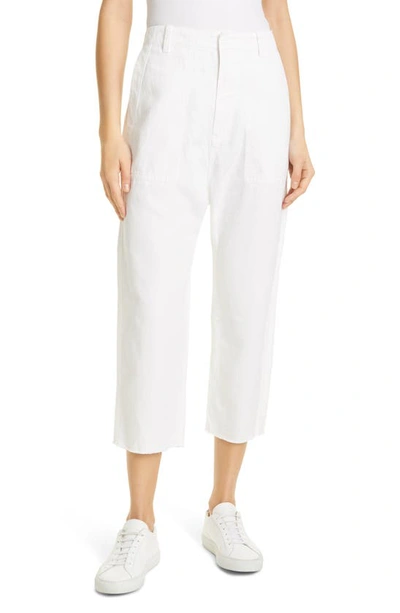 Shop Nili Lotan Luna Cotton & Linen Twill Crop Pants In White