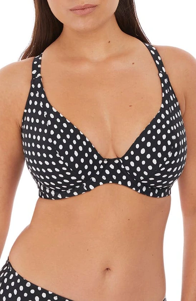 Shop Fantasie Santa Monica Underwire Plunge Bikini Top In Black & White