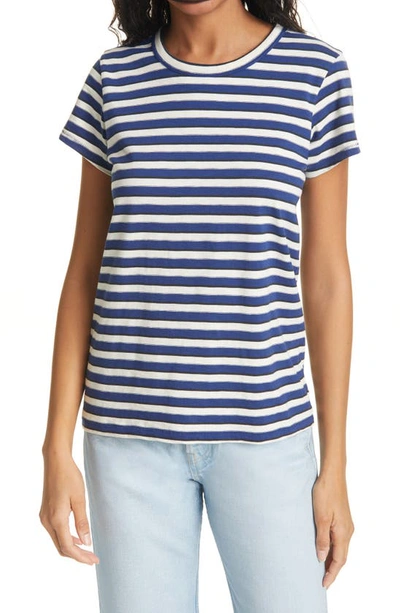 Shop Rag & Bone The Slub Stripe Organic Pima Cotton T-shirt In Blue Stripe