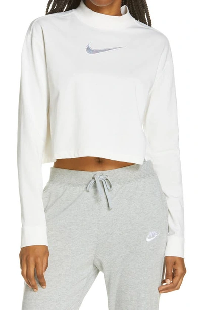 Shop Nike Sportswear Max 90 Swoosh Embroidered Crop T-shirt In Pure