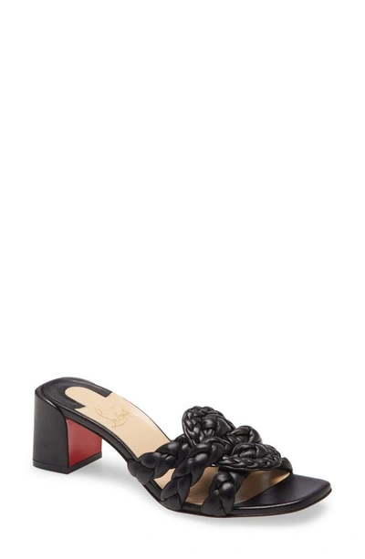 Shop Christian Louboutin Marmela Braided Strap Slip-on Sandal In Black
