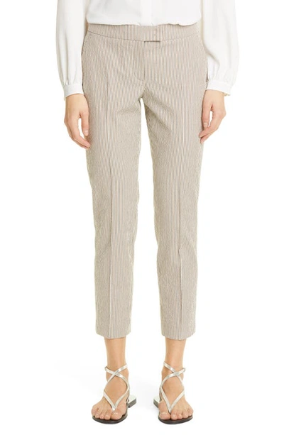 Shop Akris Punto Frankie Seersucker Pants In Khaki-cream