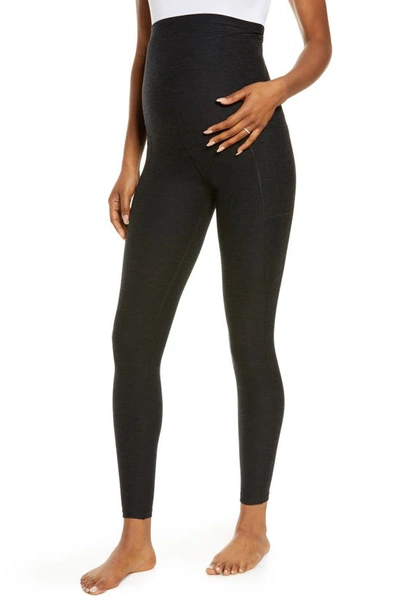 Beyond Yoga Spacedye Out Of Pocket High Waisted Midi Leggings In Darkest Night