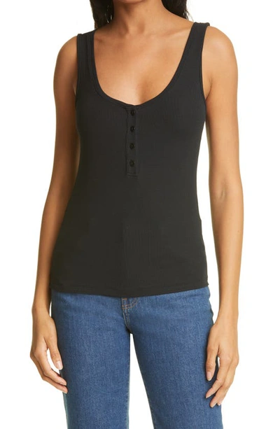 Shop L Agence Kate Henley Tank Top In Black